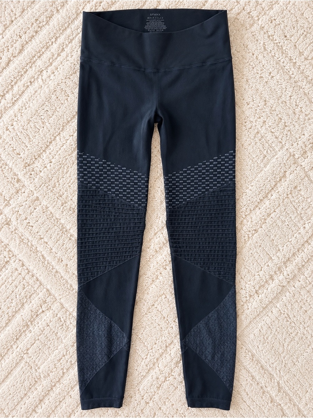 Women’s Navy SPANX Moto leggings, Size M
